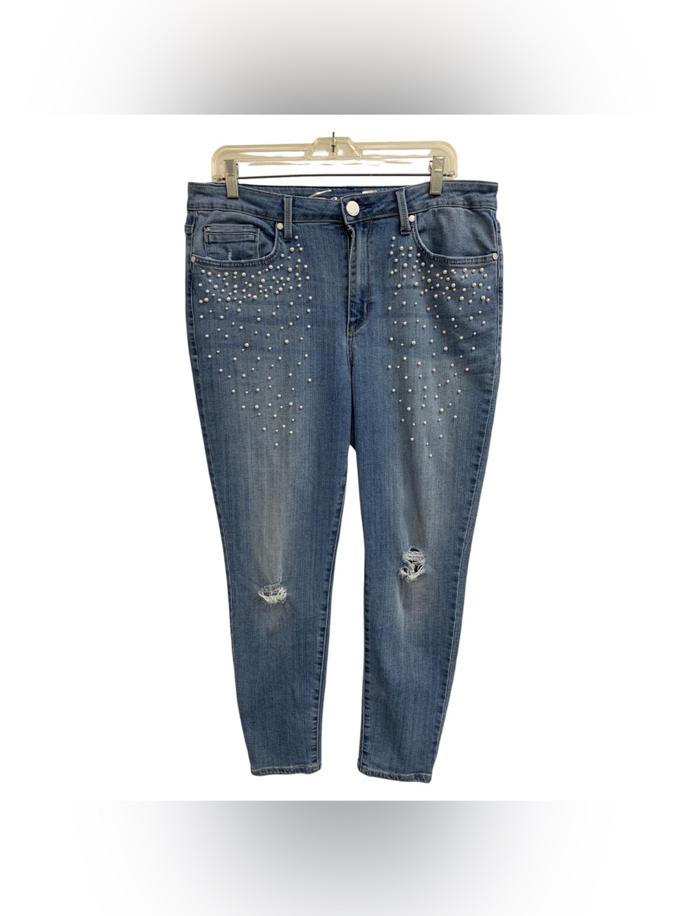 Seven7 Blue Cropped Jeans with Silver Stud Accents Size L